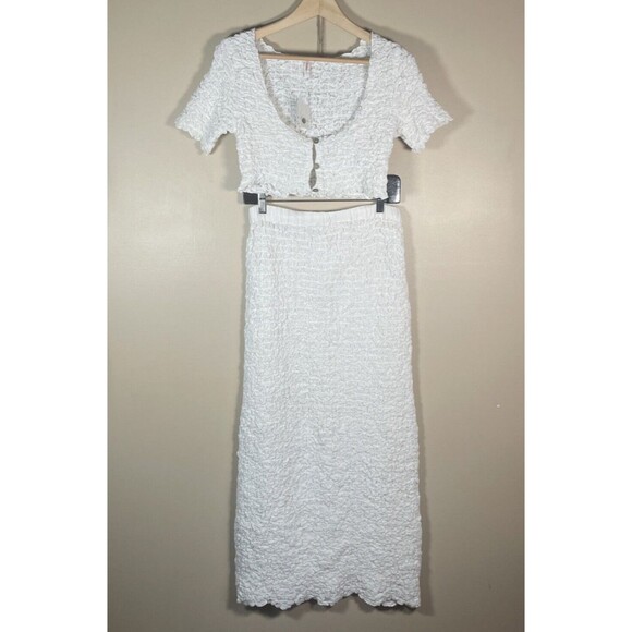 Free People Double The Fun Set Endless Summer Smocked Coordinating Skirt Top XS - Picture 1 of 16